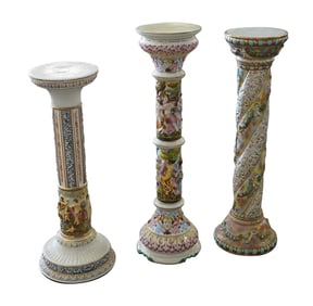 Three Capodimonte Porcelain Pedestals