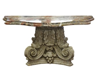 A Marble-Top Wall-Mounted Console Table