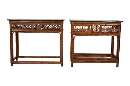 Two Lacquered Bamboo Tables