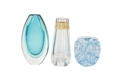 A Group of Three Glass Vases