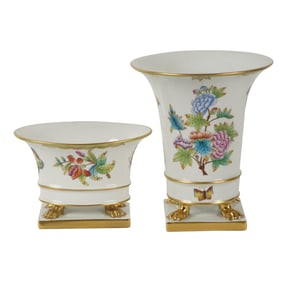 Two Herend Queen Victoria Porcelain Vases