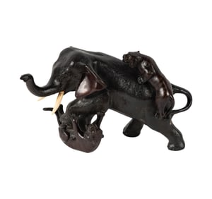 A Bronze Elephant Figural Group