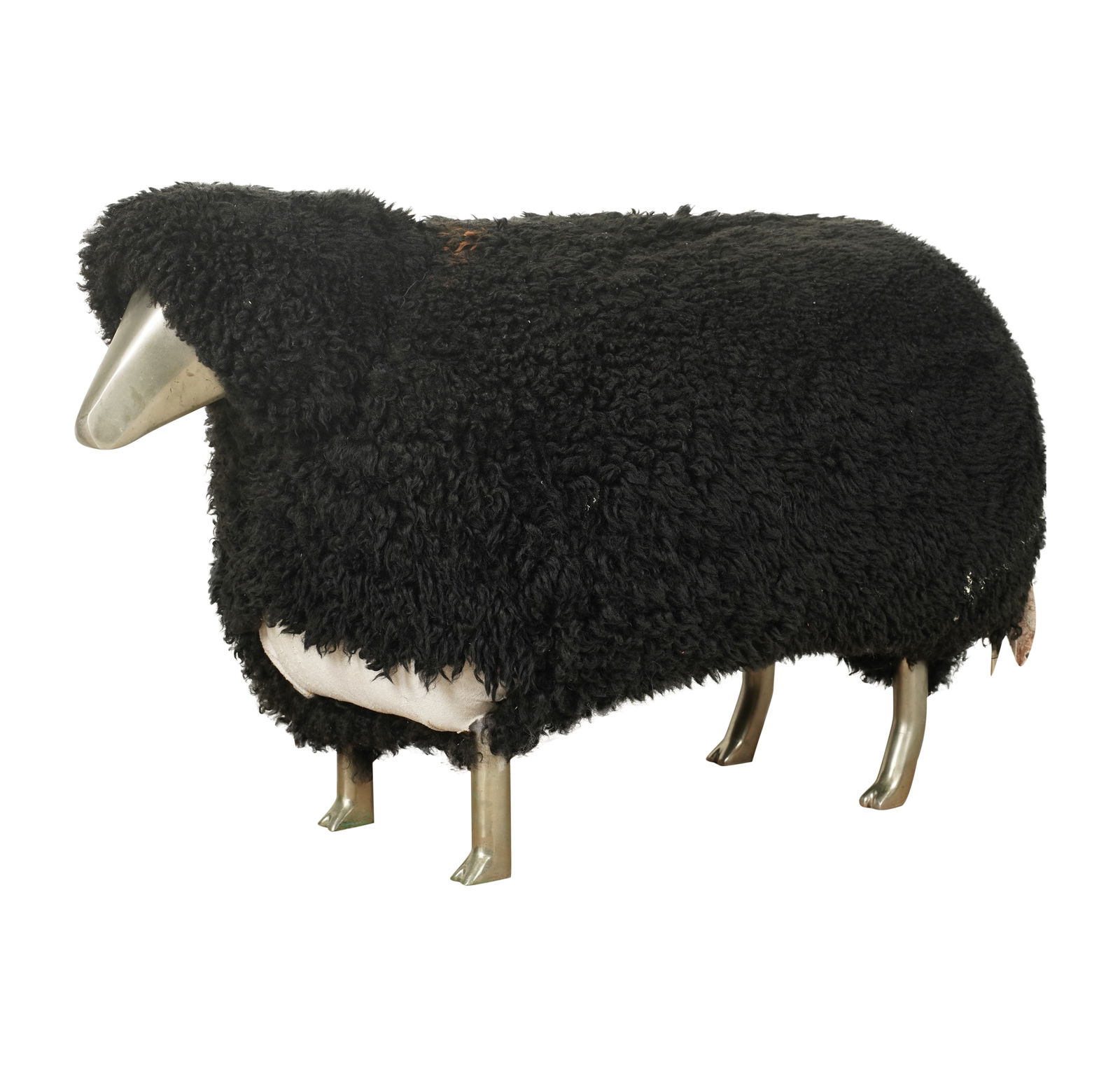 A Lalanne-Style Black Sheep Figure: with metal snout and feet; maker unknown24 x 38 x 18 in. (61 x 96.5 x 45.7 cm.)Notes: This item does not qualify for in-house shipping. Please see our preferred shippers' list for quotes or arrange fo