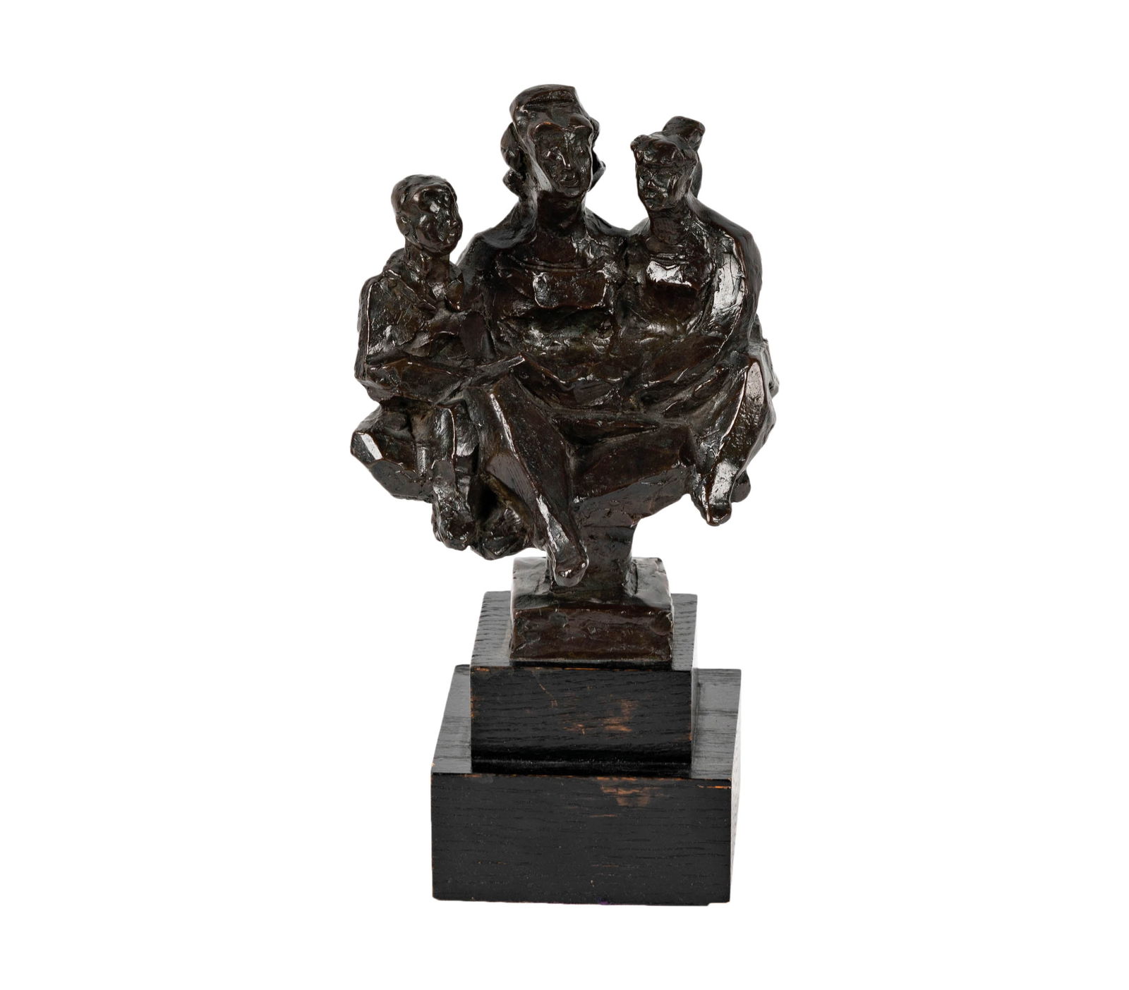 Chaim Gross, 1904-1991, Mother Reading: ChaimGrossAmerican/Austrian1904-1991 Mother Readingbronze with brown patina, mounted to wooden plinthed. 1/9; signed and numbered in casting and with foundry mark "JM" for Josel Meisner and Co., Plain