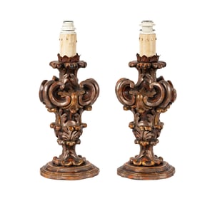 A Pair of Baroque-Style Giltwood Table Lamps
