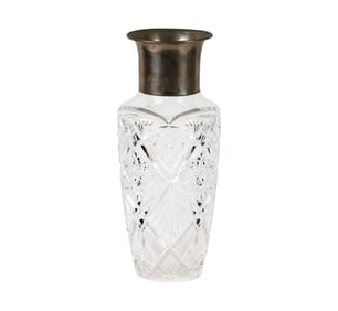 A Large Cut Glass and Alpaca Silver Vase