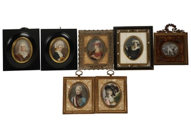 A Group of Portrait Miniatures