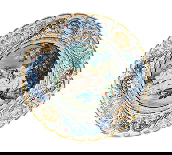 A Portuguese Hand-Painted Ceramic Plaque: printed marks "FC / Carvalmimmo / Porto" and "Made in Portugal", and impressed "132"2 1/4 x 27 in. (5.7 x 68.6 cm.)Notes: This item does not qualify for in-house shipping. Please see our preferred shi