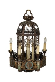 A Spanish Revival-Style Painted Iron Chandelier