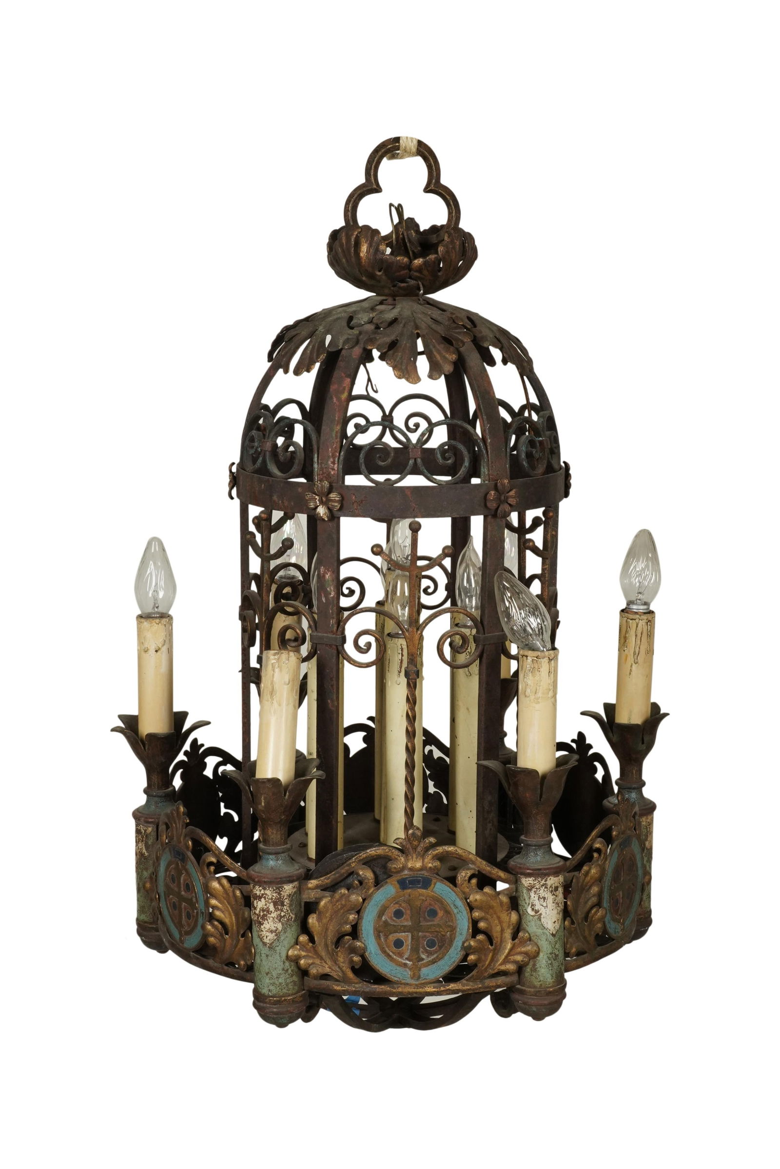 A Spanish Revival-Style Painted Iron Chandelier (1 of 12)