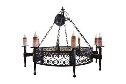 A Spanish Revival-Style Iron Chandelier