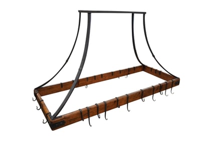 A Metal and Wood Pot Rack