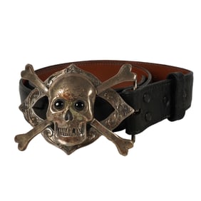 A Douglas Magnus Sterling Skull Belt Buckle