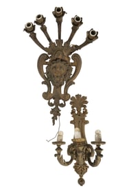 Two Gilt Metal Wall Sconces