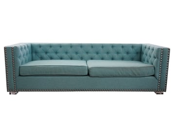 A Green-Upholstered and Lucite Sofa