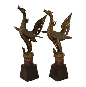 Two Southeast Asian Gilt Bronze Bird Figures