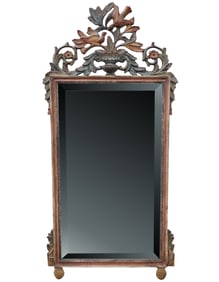 A Carved and Polychrome-Painted Wood Mirror