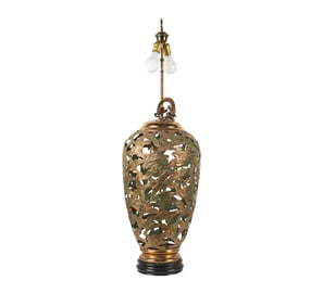 A Reticulated Brass Table Lamp