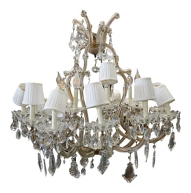 An Italian Rococo-Style 21-Light Glass and Crystal Chandelier