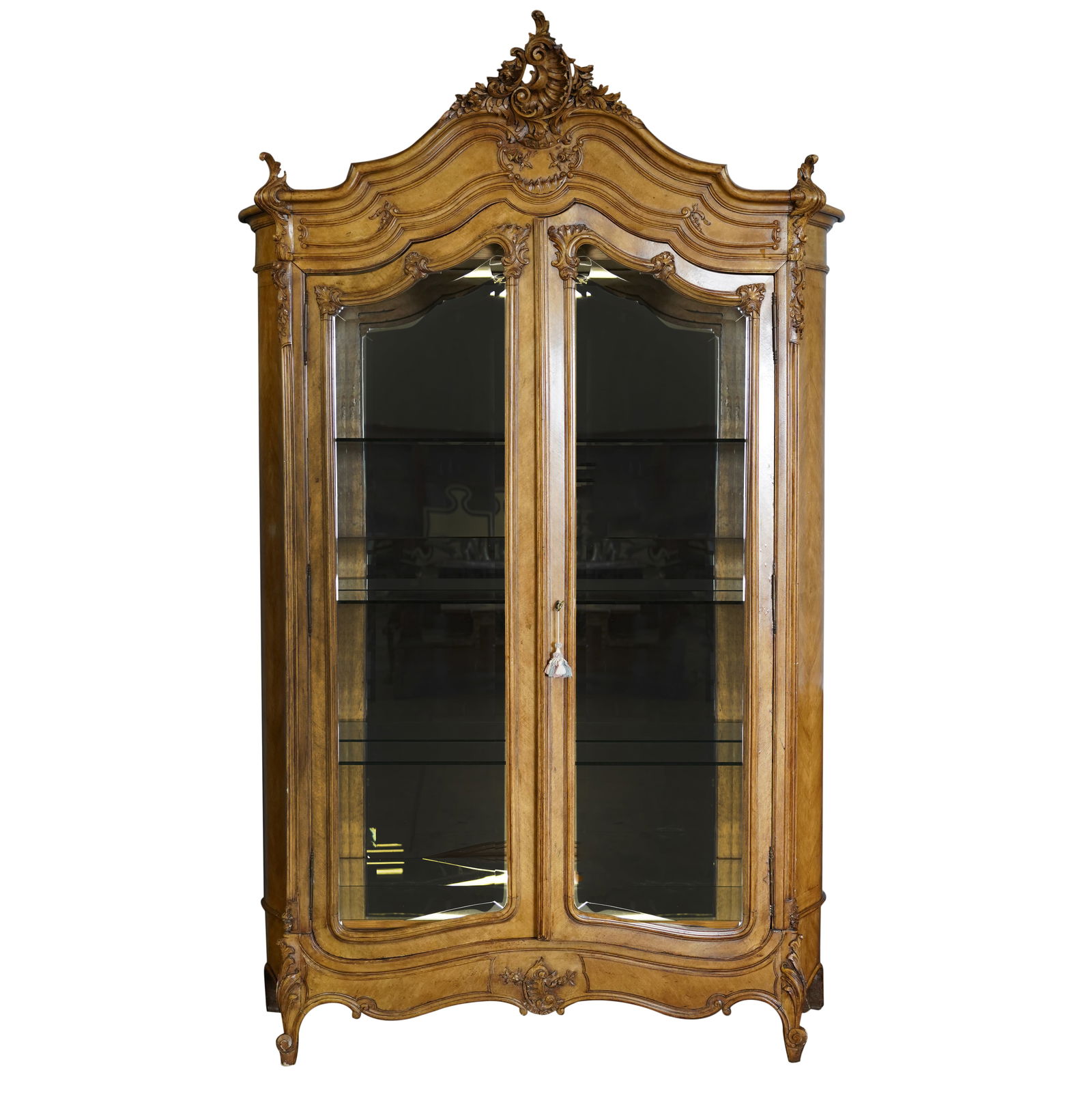 A Louis XV-Style Walnut VItrine Cabinet (1 of 9)