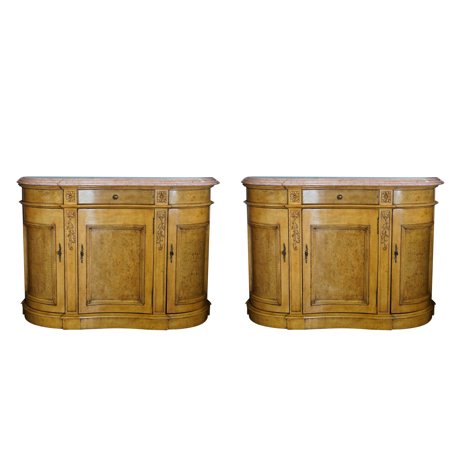 A Pair of Marble-Top Side Cabinets