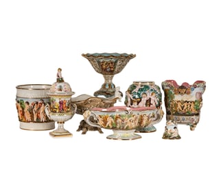 A Group of Capodimonte Porcelain Table Articles