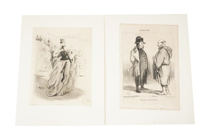 Two Antique French Prints: Honore Daumier, William Ablett