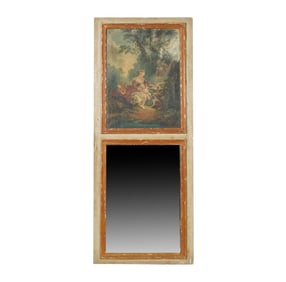 A Continental Painted Wood Trumeau Mirror