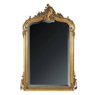 A Rococo-Style Giltwood Wall Mirror: 19th century 53 x 31 in. (134.6 x 78.7 cm.)Notes: This item does not qualify for in-house shipping. Please see our preferred shippers' list for quotes or arrange for local pickup. https://www.abell.co