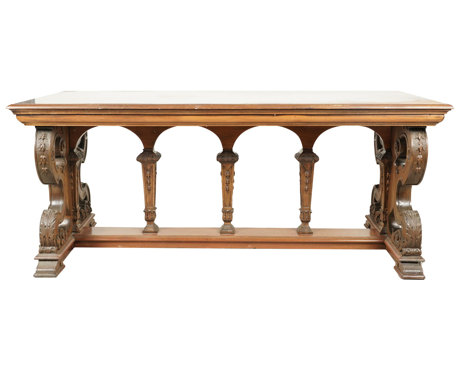 A Renaissance Revival-Style Carved Walnut Library Table (1 of 11)