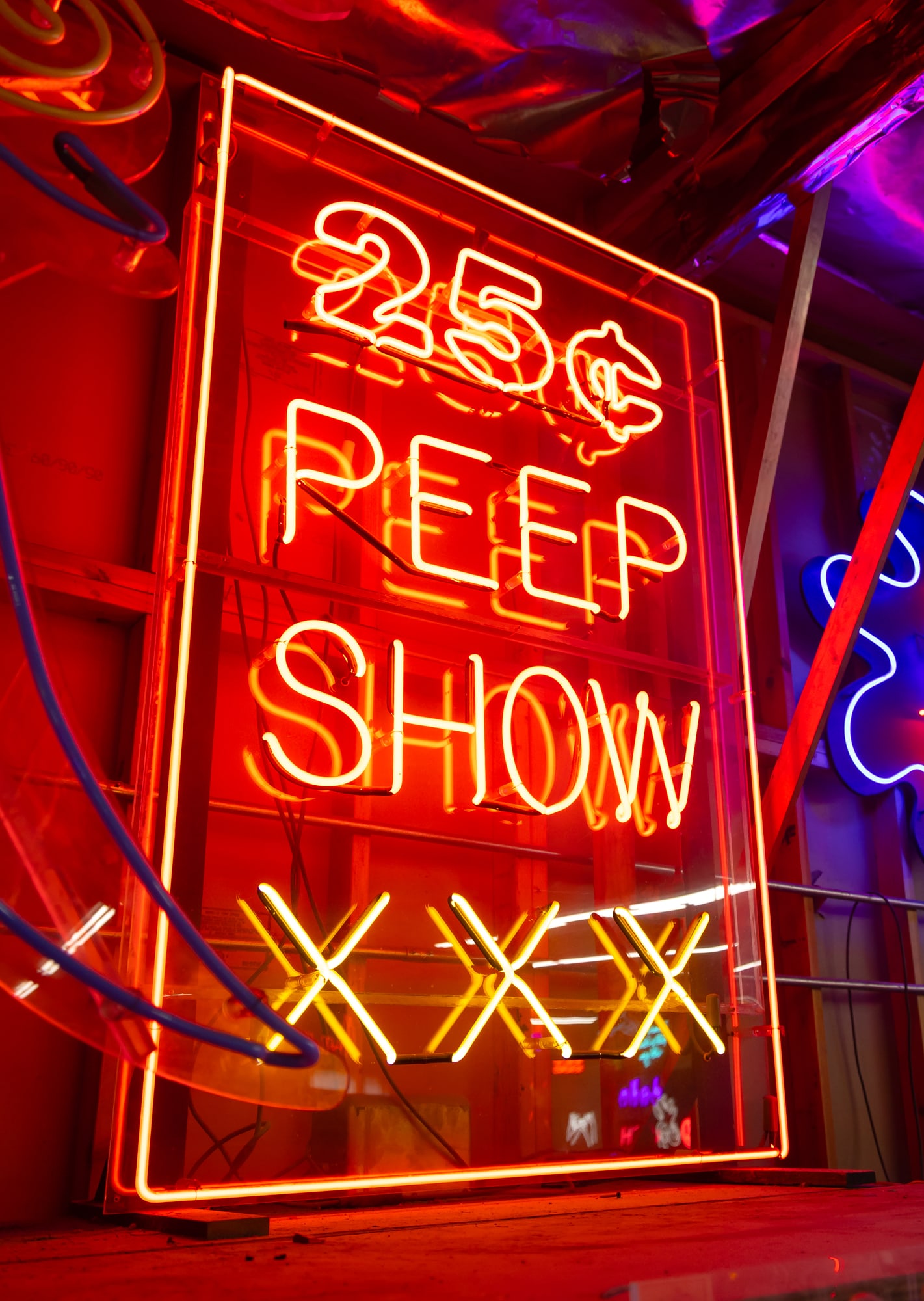 25 Cent Peep Show XXX Neon Sign