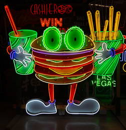 Hamburger, Drink, and Fries Neon Sign