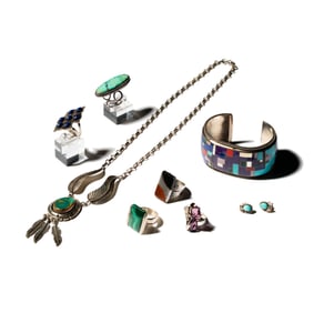Group Of Sterling and Turquoise Jewelry