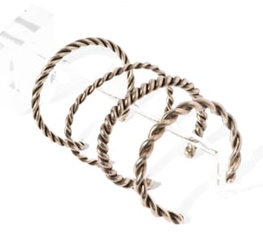Small Group Of Four Silver Rope Cuffs