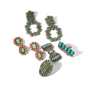Suite of Sterling Gem-set Native American Jewelry