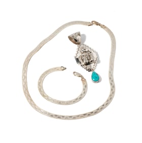 Sterling Silver Turquoise Necklace and Bracelet