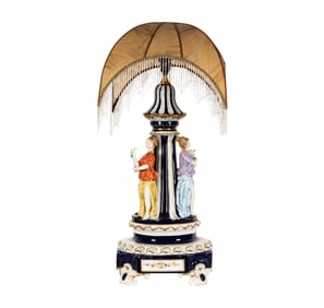 A Meissen-Style Porcelain Figural Table Lamp
