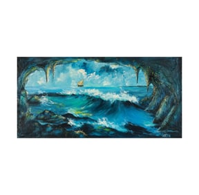 Late 20th Century, Sailing Ship Viewed from a Cave