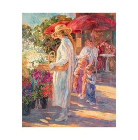 Corinne Hartley, 20th/21st Century, Untitled (Figures at a Flower Market)