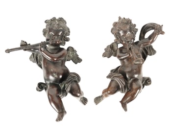 Two Patinated Bronze Figures of Putti after Carpeaux