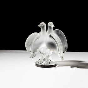 A Lalique Frosted Glass Dove Sculpture
