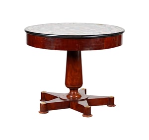 An Empire-Style Mahogany Table with Specimen Marble Top
