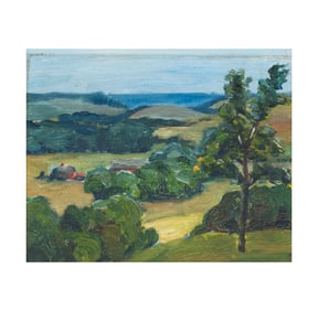 20th Century, California Landscape with Red Barn