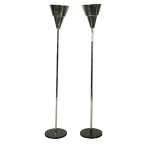 A Pair of Vintage Art Deco-Style Torchiere Floor Lamps