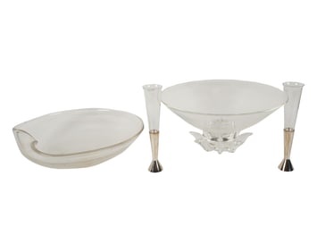 A Group of Christofle, Steuben, and Tiffany Glass Tableware
