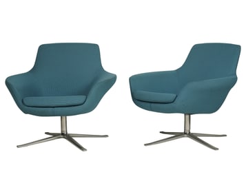 A Pair of Pearson Lloyd for Coalesse Bob Swivel Lounge Chairs