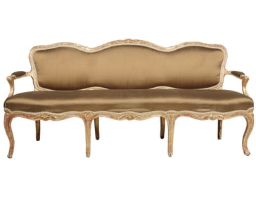 An Antique Rococo-Style Carved Giltwood Canape