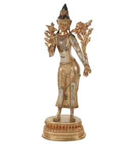 A Southeast Asian Gilt Metal and Rock Crystal Figure of a Deity