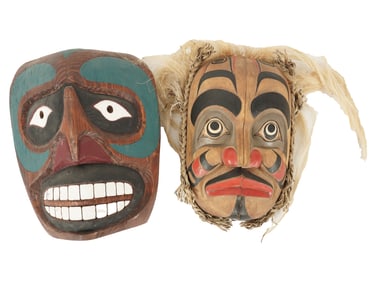 Two Pacific Northwest Indian Carved and Painted Wood Masks