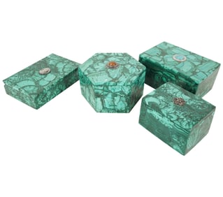 Four Jeweled Malachite Boxes
